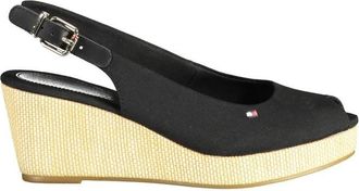 Tommy Hilfiger Schoenen, Dames, Zwart, 40 EU, Zwarte Leren Damesandaal