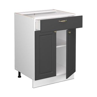 Vicco Mueble Bajo De Cocina Fame-line, Antracita-oro, 60 Cm Con Caj&oacute;n, Et Roble Vicco