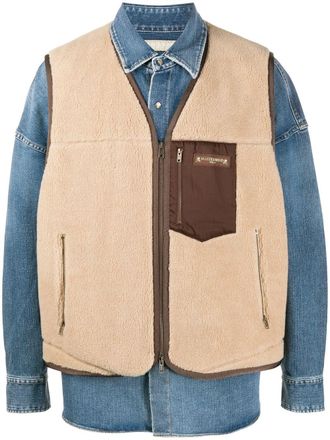 MASTERMIND WORLD faux shearling gilet - men - Cotton/Polyester/Polyurethane - M - Blue