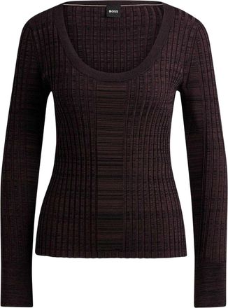 HUGO BOSS Dames-trui met ronde hals van viscose (Bruin)
