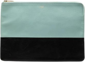 Celine Pre-owned Bicolor Leren Clutch - Dames - Vintage Clutch - Blauw - ONE Size - Leer - Vintage