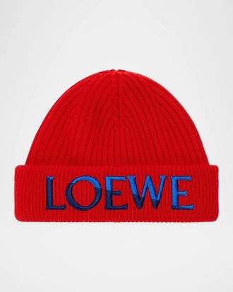 Loewe Logo-Embroidered Wool Beanie