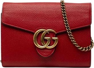 Gucci Pre-owned Wallet on Chain - Dames - Vintage Schoudertas - Rood - ONE Size - Leer - Vintage