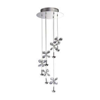 Netlighting Aviva Ceiling Cluster Pendant 6 Light 4000K LED Chrome Crystal in Grey