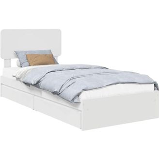 vidaXL Storage Bed with Headboard White 100 x 200 cm Engineered Wood vidaXL