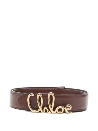 Chlo&eacute; Brown Logo Buckle Belt