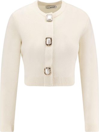 Self Portrait Cropped Wool Cardigan-Donna