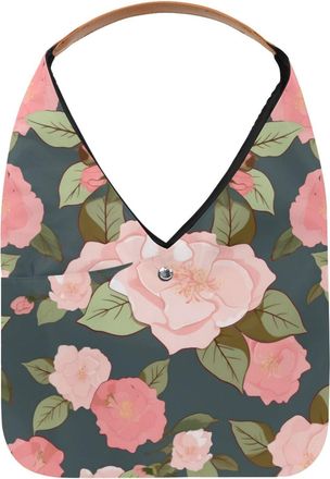 Generic Camellias Painted Reusable Lightweight Grocery Bags - Foldable Into Compact Pouch, Washable & Sturdy, Multipurpose for Shopping and Travel