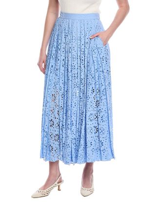 Rebecca Taylor Geo Eyelet Pleated Maxi Skirt