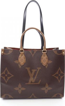 Louis Vuitton Beige Brown Coated Canvas Leather Handbag Tote Bag (Pre-Owned)