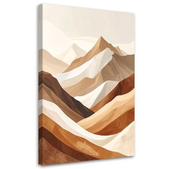 Feeby Cuadro En Lienzo, Paisaje De Monta&ntilde;a En Estilo Boho En Tonos Beige Y Marr&oacute;n, 70x100