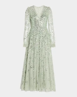 Needle & Thread Leila Sequin Dot Tulle Ankle Gown