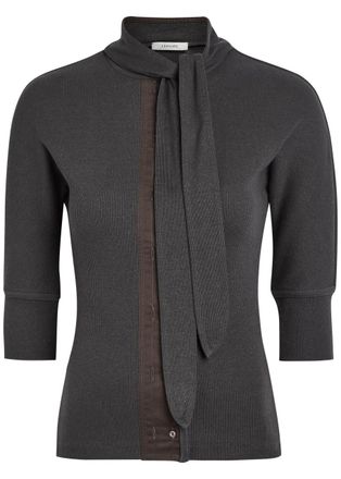 Christophe Lemaire Ascot Ribbed Cotton-blend T-shirt - Anthracite - XL (UK16 / XL)