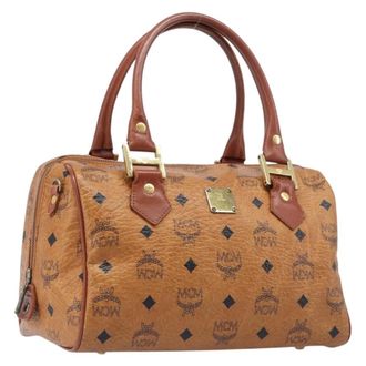 MCM Visetos Logogramme Leather Brown Leather Handbag (Pre-Owned)