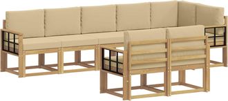vidaXL Conjunto De Sof&aacute;s De Exterior 8 Uds. Y Beige Poli&eacute;ster Vidaxl