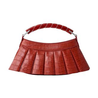Lacoste Handbags, female, Red, Size: ONE SIZE Runway H Lenglen Crocodile Effect Leather Bag