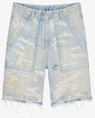 Givenchy Womens Light Blue Distressed Cargo Shorts, Size 27