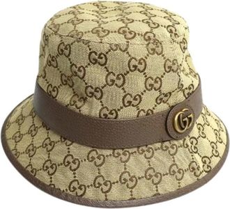 Gucci Pre-owned Accessories, male, Beige, Size: ONE SIZE Pre-owned GG Canvas Cotton Polyester Bucket Hat