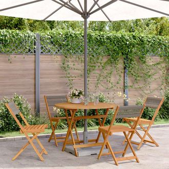 vidaXL Set De Comedor Jard&iacute;n 5 Pzas Polipropileno Madera Maciza Gris Vidaxl