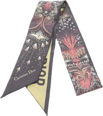 Dior Pre-owned Scarves, female, Black, Size: ONE SIZE Pre-owned Printed Silk Skinny Scarf