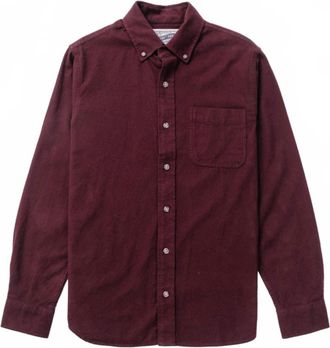 Schott NYC Men Cotton Flannel Shirt In Burgundy