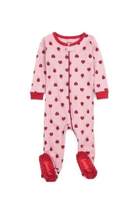 Leveret Kids Cotton Footed Printed Pajamas, Animal, Holiday & Fun Prints in Ladybug W/heart at Nordstrom, Size 18-24M