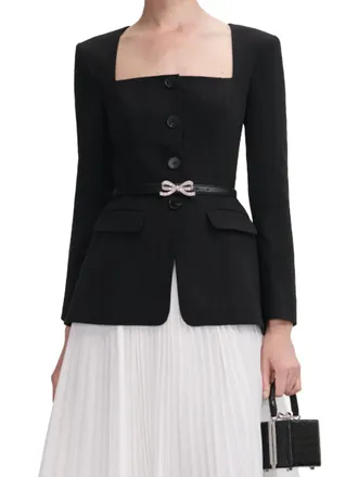Self Portrait Contrast Chiffon Midi Dress - Black