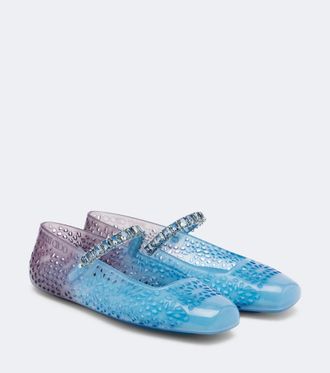 Jimmy Choo London Jelly crystal-embellished ballet flats