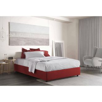 Talamo Italia Cama matrimonial Elisa, Cama contenedor con revestimiento de tela, 100% Made in Italy, Apertura frontal, adecuado para colchón 160x190 cm, Rojo, con