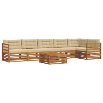vidaXL Conjunto De Sof&aacute;s De Exterior Con Coj&iacute;n 7 Pcs Natural Y Beige Vidaxl