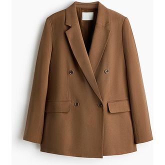 H&M Double-breasted Blazer in Brown at Nordstrom, Size Xx-Large