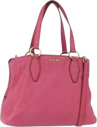 Miu Miu Pre-owned Shoulder Bags, female, Pink, Size: ONE SIZE Pre-owned Leather Tote