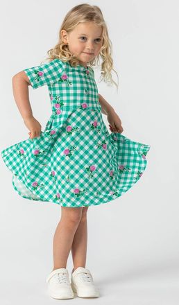 Roman Girls Floral Check Print Skater Dress