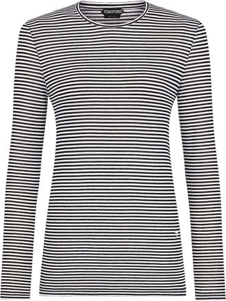 Tom Ford Black Crew Neck Stripes T-Shirt