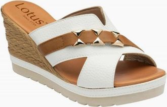 Lotus Womens Lotus Barrcuda wedge sandal in white - Brown - Size: 6