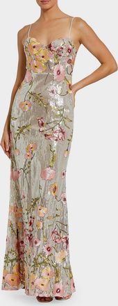 Mac Duggal Bustier Floral Appliqu&eacute; Gown
