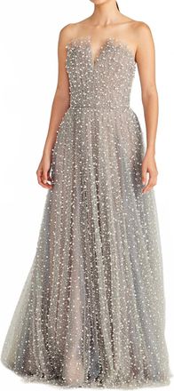 Theia Womens Marilyn Strapless Glimmer Gown In Silvershade