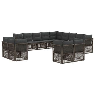 vidaXL Conjunto De Sof&aacute;s De Jard&iacute;n 13 Pcs Gris Rat&aacute;n Sint&eacute;tico Vidaxl