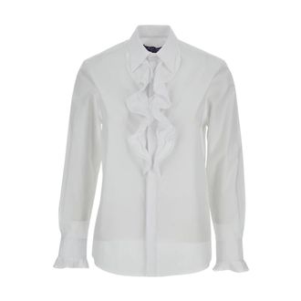 Ralph Lauren Shirts, female, White, 2XS, Fringed Chest Shirt