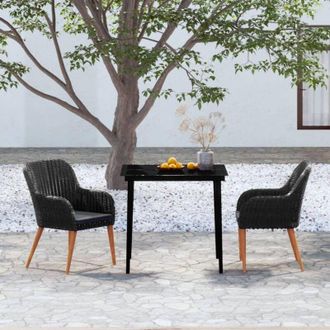 vidaXL Juego De Comedor De Jard&iacute;n 3 Piezas Con Cojines Negro Vidaxl