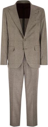 Brunello Cucinelli Wool Blend Suit - Heren - Business pakken - Bruin - XL - Wol - Kostuums