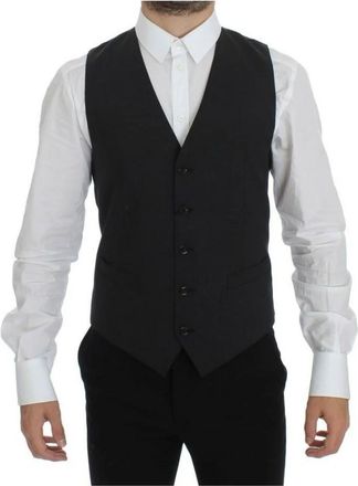 Dolce & Gabbana Single Breasted Dress Vest - Heren - Gillet - Grijs - L - Wol - Kostuums