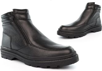 Generic Mens Leather Boots Mens Thermal Boots Size 6 Boys Boot Size 9 Faux Fur Boot Real Leather Upper Wide Open Faux Fur Thermal Zip Fastening Sizes 6-12 Bla