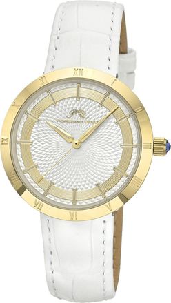 Porsamo Bleu Womens Monroe Genuine Leather Gold Tone and White Watch 1491CMOL