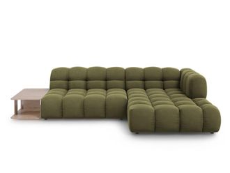 Cosmopolitan Design Sof&aacute; esquinero modular derecho 4 plazas de terciopelo verde claro