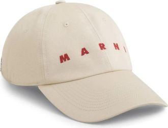 Marni Geborduurde Logo Katoenen Pet - Heren - Petten - Beige - S - Katoen - Accessoires