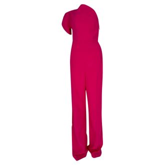 Roland Mouret Asymmetric One-Shoulder Jumpsuit in Pink Viscose