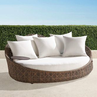 Frontgate Outdoor Daybed, Coraline Hanging Daybed with Cushions - Standard, Rain Indigo - Outdoor Furniture - Frontgate