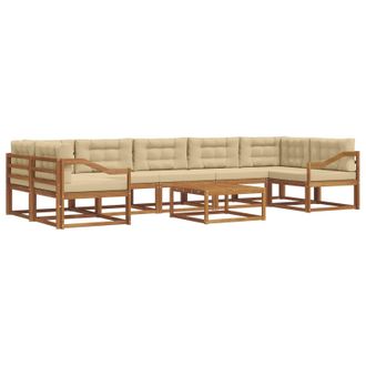 vidaXL Conjunto De Sof&aacute;s De Exterior Con Coj&iacute;n 8 Pcs Natural Y Beige Vidaxl