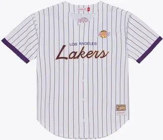 Mitchell & Ness Mens Mitchell & Ness White Los Angeles Lakers Head Coach Pinstripe Mesh Full-Button Baseball Jersey at Nordstrom, Size X-Large